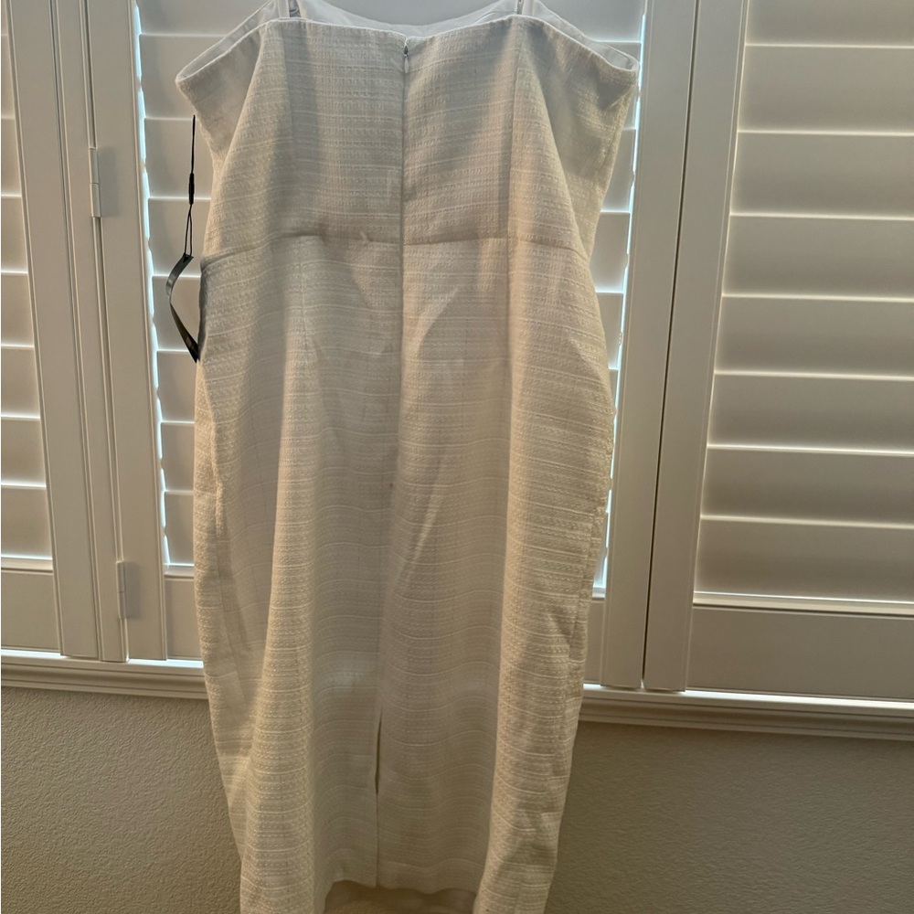 White House Black Market Strapless White Tweed Dress Size 14 - Picture 7 of 10